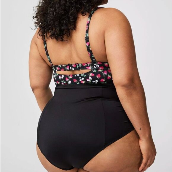 Torrid One Piece Swimsuit  Strawberry Underwire Bra Slim Fix Black Plus Size 2X - Picture 5 of 12
